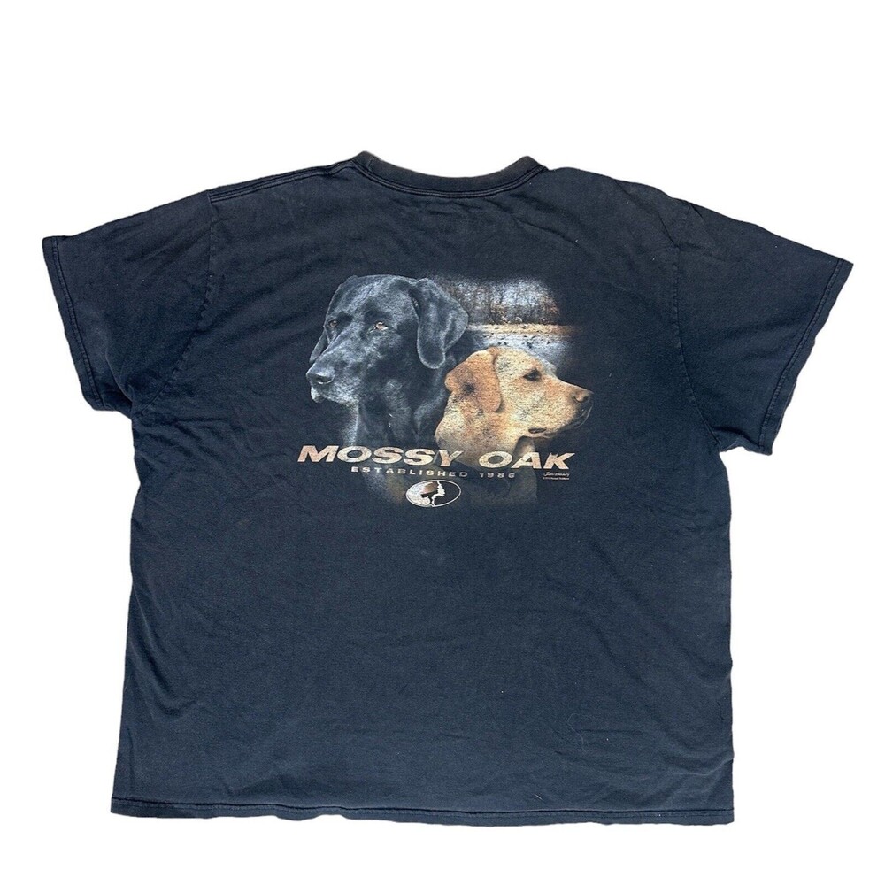 Front&Back! MOSSY OAK T-SHIRT hunting dog outdoor Dark Grey adult MENS XXLARGE